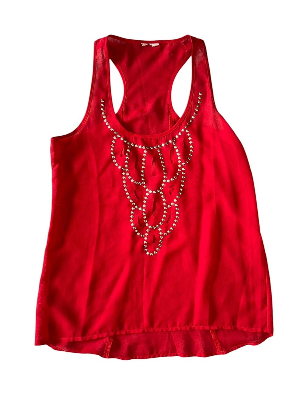 Buckle Red Stud Detail Racerback Tank